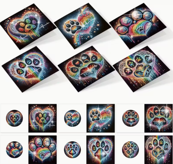Diamond Painting Grusskarten Hunde-Pfoten